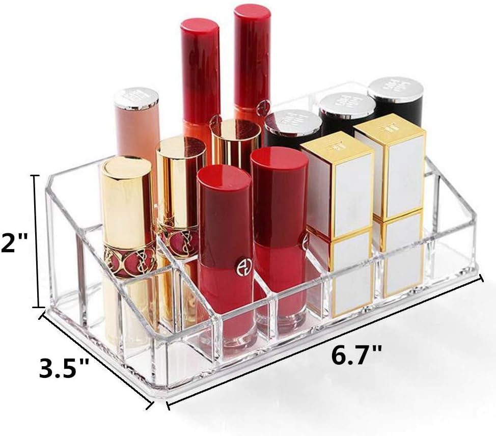 Lipstick Holder 18 Spaces Lipgloss Organizer, 3 Rows - Multi Level, Makeup Holder & Cosmetics Storage Display